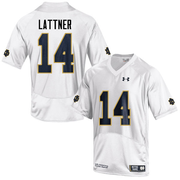 Men's NCAA Notre Dame Fighting Irish #14 Johnny Lattner Stitched College Under Armour Authentic White Football Jersey TW10R81CQ